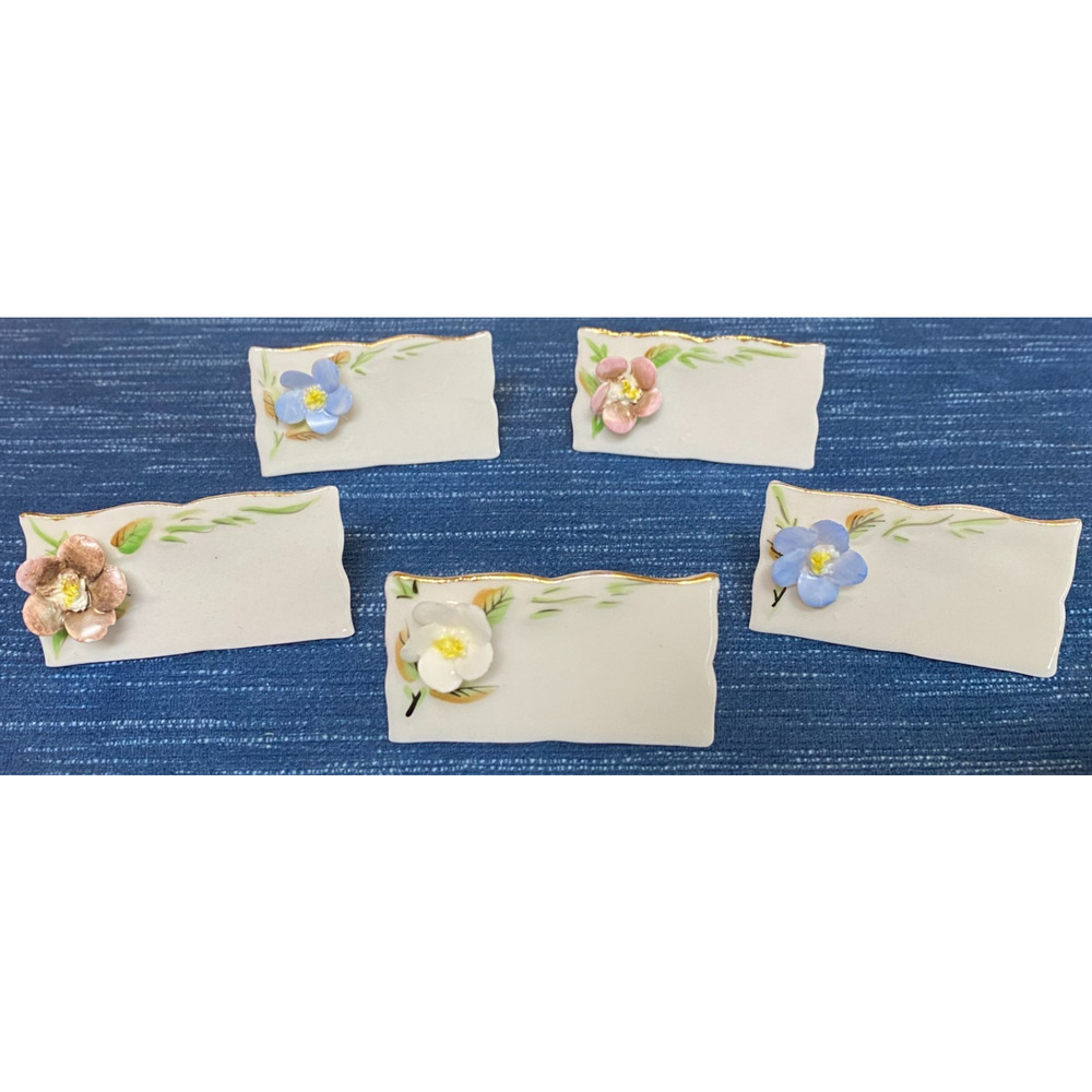 Place Card Holders Shafford Porcelain 3D Floral Design 5 Pcs Vintage 59B
